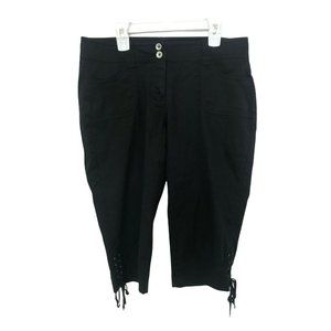 White House Black Market Black Bermuda Shorts with Ties on the Side Women's Size